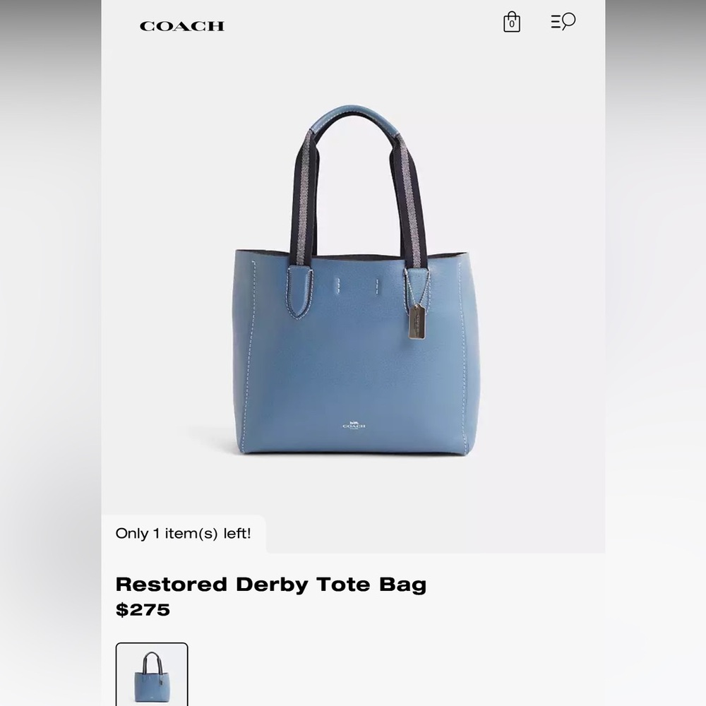Coach Derby Tote Bag (Silver/Mist) H2391-58660 - Picture 13 of 13